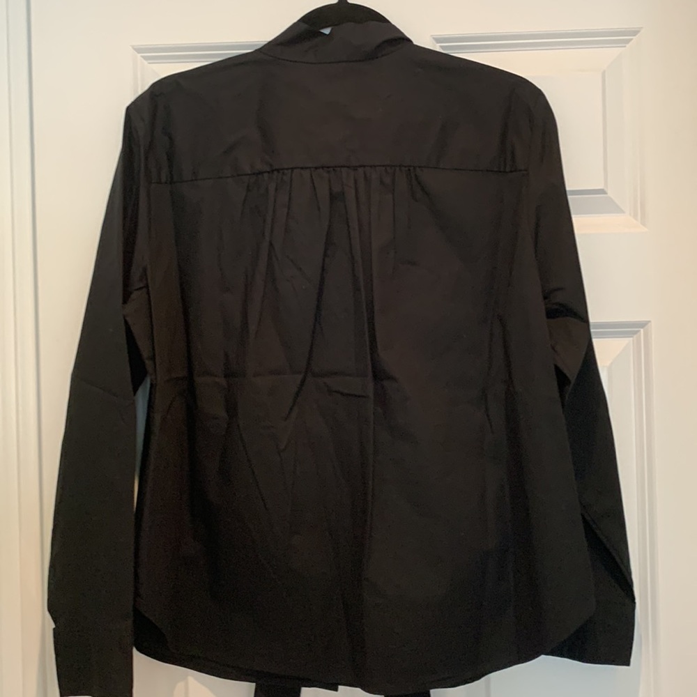 Gap Black Tie Neck Button Down Top - image 4